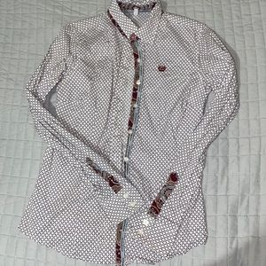 Cinch Button Down with patterns